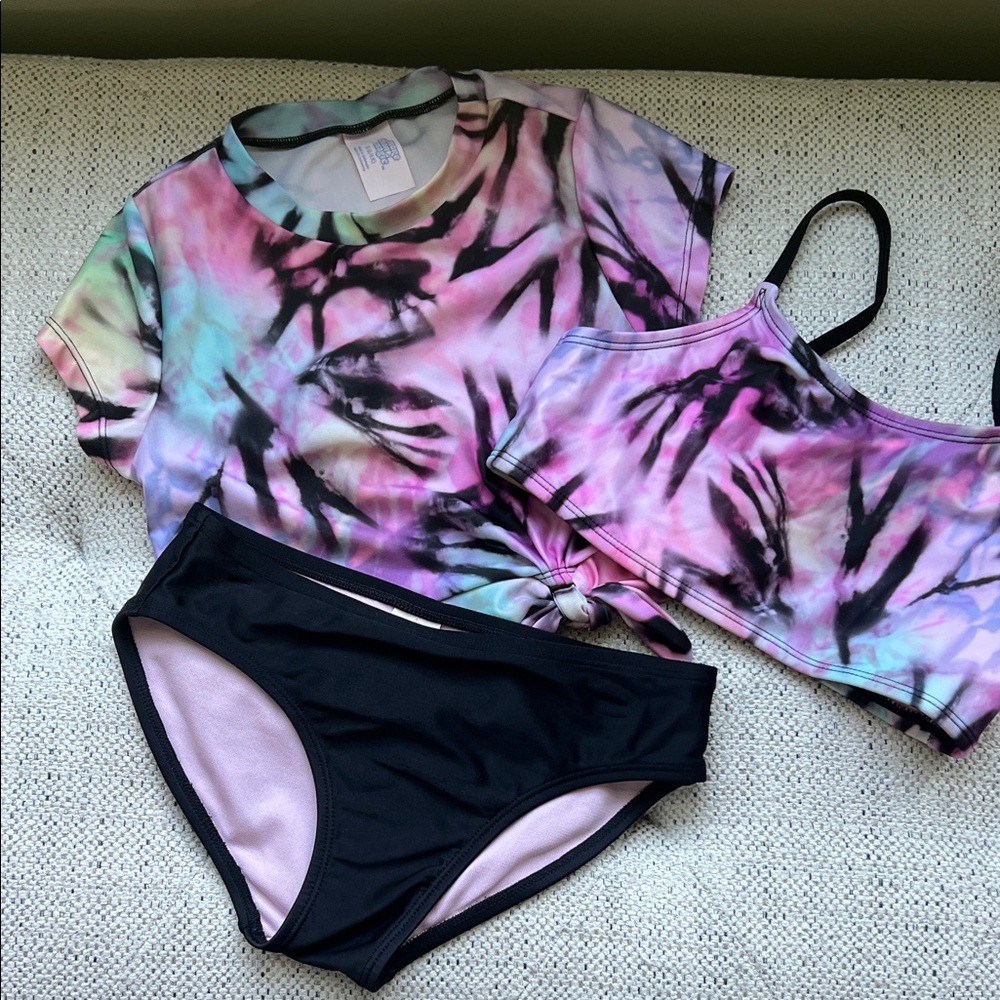 More Than Magic Tie-Dye and Black Kids Swim Bikini Set